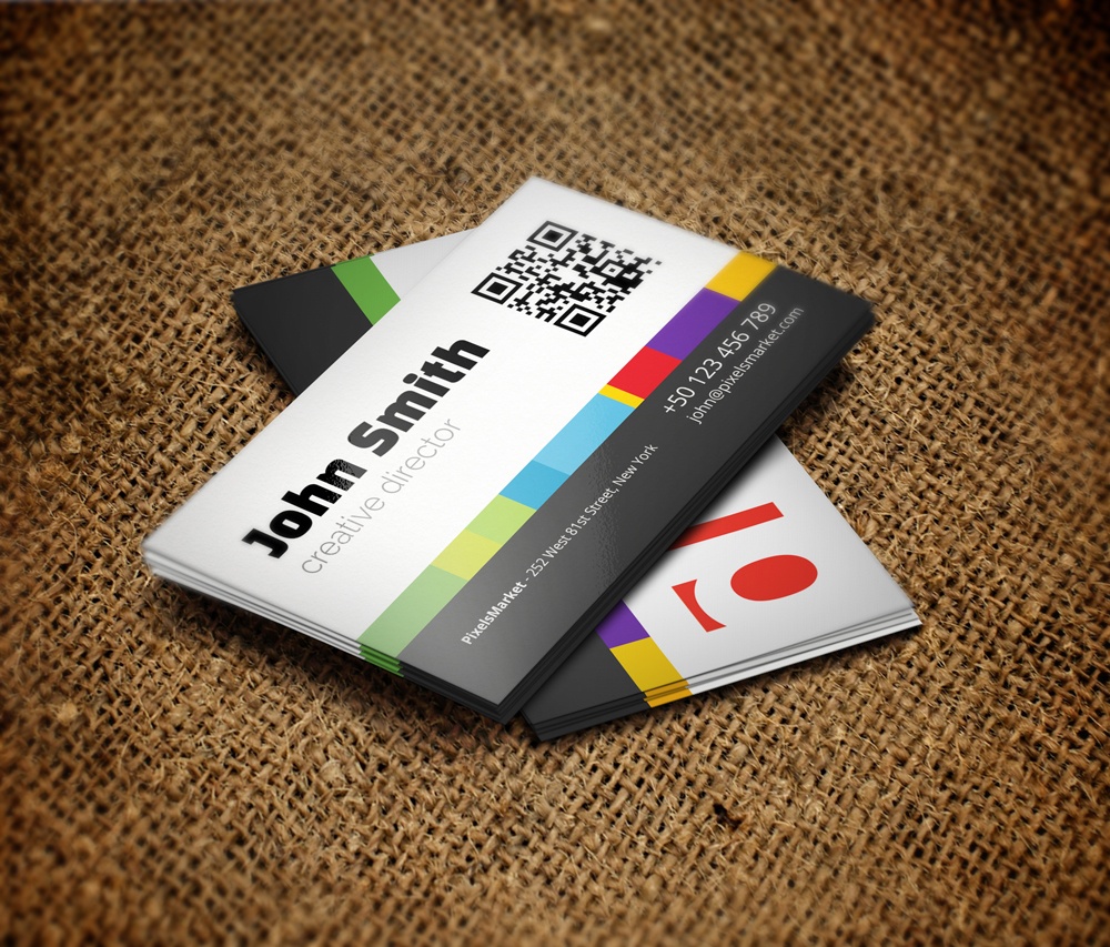 Minimal Colorful Business Card Template (PSD file, Preview 1)